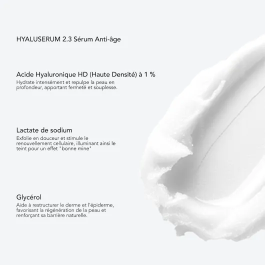 HYALU 2.3 Sérum anti-age Réparateur Hydratant & Repulpant - Booster d'hydratation - Anti-rides & Raffermissant - Complexe breveté (Acide Hyaluronique+ AHA+Glycérol) - 100% naturel - 50 ml