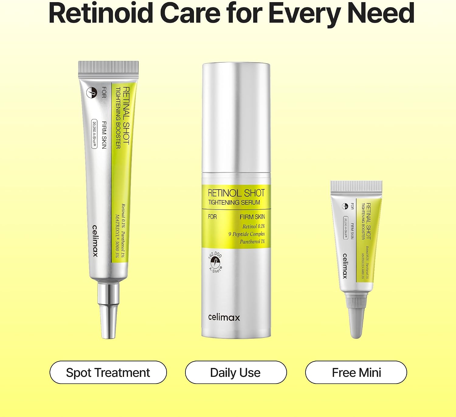 Celimax Retinol + Retinal Shot Tightening Serum & Booster Set - Coffret raffermissant aux rétinoïdes et peptides contre les rides, ridules, pores dilatés et grain de peau irrégulier, skincare coréenne Routine Set (Retinol + Retinal)