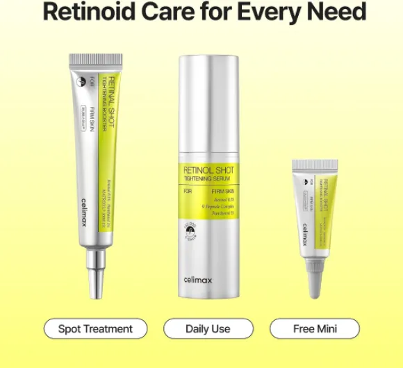 Celimax Retinol + Retinal Shot Tightening Serum & Booster Set - Coffret raffermissant aux rétinoïdes et peptides contre les rides, ridules, pores dilatés et grain de peau irrégulier, skincare coréenne Routine Set (Retinol + Retinal)